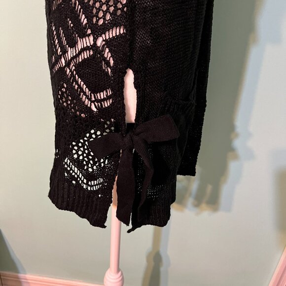 Hooked Up By Iot Juniors' Side-Tie Cardigan Black Size S - Picture 8 of 9